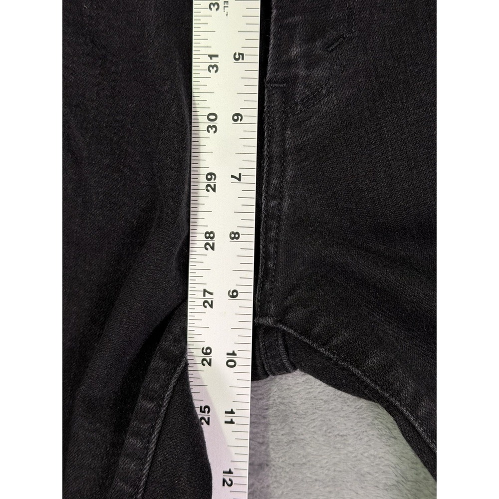 Levis 505 Jeans Womens 28 Black Dark Wash Denim Straight Mid Rise Stretch - Picture 4 of 10